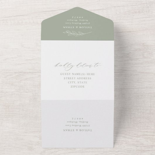 Classic Elegant Sage Green Wedding All In One Einladung (Außenbereich)