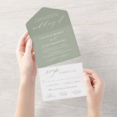 Classic Elegant Sage Green Wedding All In One Einladung (Abreißen)