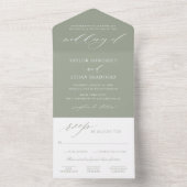 Classic Elegant Sage Green Wedding All In One Einladung (Innen Boden)