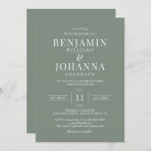 Classic Elegant Sage Green Wedding Einladung (Vorne/Hinten)