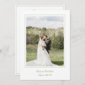 Classic Elegant Sage Green Wedding Photo Dankeskarte (Vorne/Hinten)