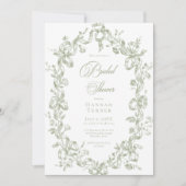 Classic Elegant Sage Oval Ribbon Bridal Shower Einladung (Vorderseite)