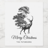 Classic Elegant Schwarz-weiß Toile Dez Weinetikett (Einzelnes Label)