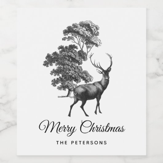 Classic Elegant Schwarz-weiß Toile Dez Weinetikett (Einzelnes Label)