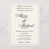 Classic elegant script black and ivory wedding einladung (Vorderseite)