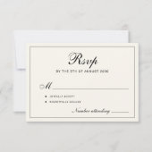 Classic elegant script black and ivory wedding RSVP karte (Vorderseite)