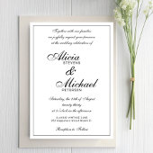 Classic elegant script black and white wedding einladung