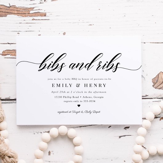 Classic Elegant Script Couples GRILLEN Baby Shower Einladung