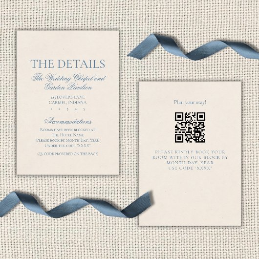 Classic Elegant Script Dusty Blue Begleitkarte