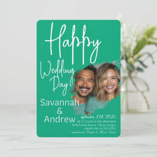 Classic Elegant Script Hochzeit Einladung (Stehend Vorderseite)