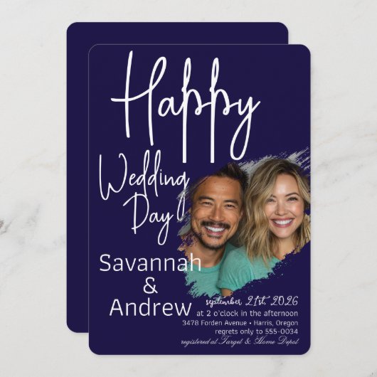 Classic Elegant Script Hochzeit Einladung (Vorne/Hinten)