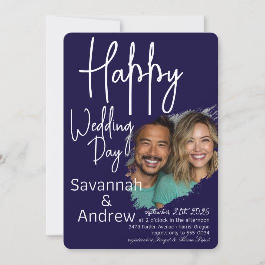 Classic Elegant Script Hochzeit Einladung (Vorderseite)