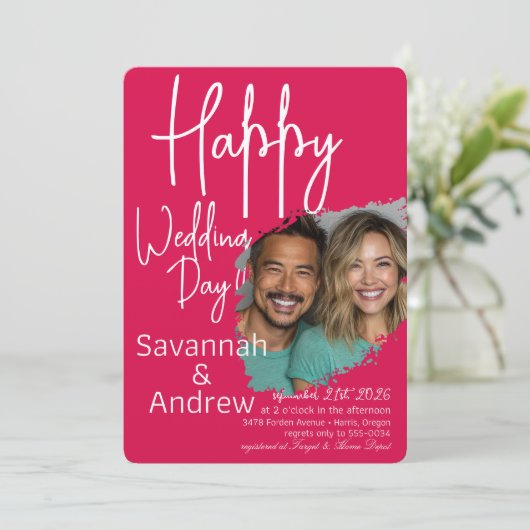 Classic Elegant Script Hochzeit Einladung (Stehend Vorderseite)