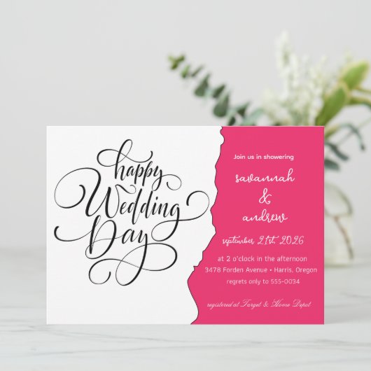 Classic Elegant Script Hochzeit Einladung (Stehend Vorderseite)