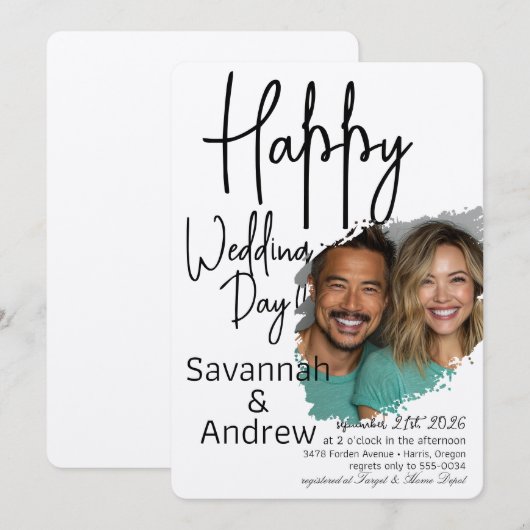 Classic Elegant Script Hochzeit Einladung (Vorne/Hinten)