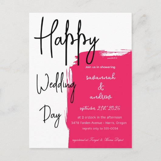 Classic Elegant Script Hochzeit Einladung Postkarte (Vorderseite)