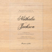 Classic Elegant Script Photo Wedding Acryleinladungen (Vorderseite)