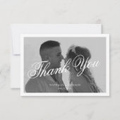 Classic Elegant Script Photo Wedding Dankeskarte (Vorderseite)