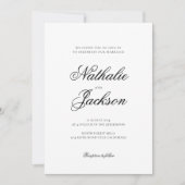 Classic Elegant Script Photo Wedding Einladung (Vorderseite)