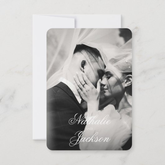 Classic Elegant Script Photo Wedding Save the Date (Rückseite)