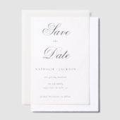 Classic Elegant Script Photo Wedding Save the Date Pergament Einladungen (Versetzt)