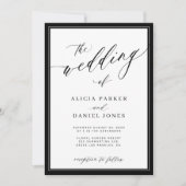 Classic elegant script QR code photo wedding Einladung (Vorderseite)