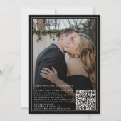 Classic elegant script QR code photo wedding Einladung (Rückseite)