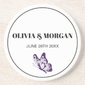 Classic Elegant Script Wedding Rehearsal Sandstone Getränkeuntersetzer (Vorne)