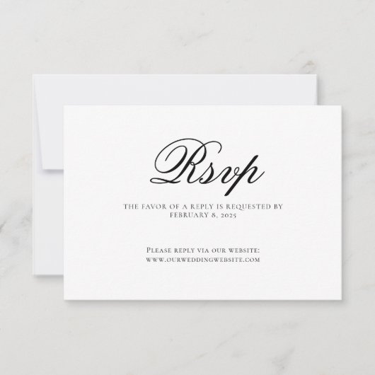 Classic Elegant Script Wedding RSVP Karte (Vorderseite)