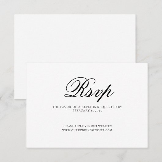 Classic Elegant Script Wedding RSVP Karte (Vorne/Hinten)