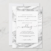 Classic Elegant Silver Foil Marmor Wedding Einladung (Vorderseite)