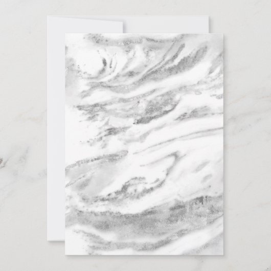 Classic Elegant Silver Foil Marmor Wedding Einladung (Rückseite)