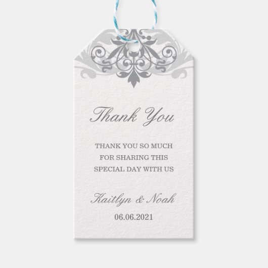 Classic & Elegant Silver Wedding Vielen Dank Geschenkanhänger (Vorderseite)