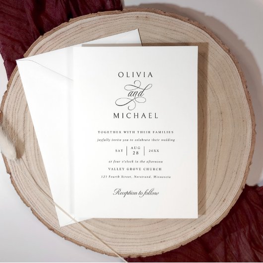 Classic Elegant Simple Calligraphy Wedding Einladung