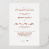 Classic Elegant Simple Formal Wedding Rose Gold Folieneinladung (Vorderseite)