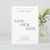 Classic Elegant Simple Modern Minimalistisch Typog Save The Date (Stehend Vorderseite)
