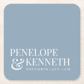 Classic Elegant Simple Wedding Dusty Blue Rechteckiger Pappuntersetzer (Vorderseite)