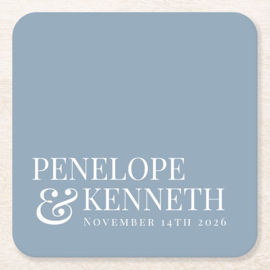 Classic Elegant Simple Wedding Dusty Blue Rechteckiger Pappuntersetzer (Vorderseite)