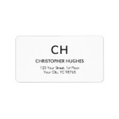 Classic Elegant Simple White Monogram Adressaufkleber (Vorne)