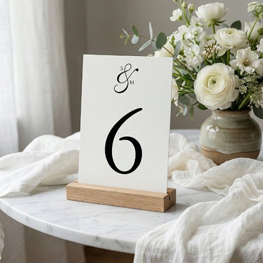 Classic Elegant Simple White Wedding Table Card Tischnummer