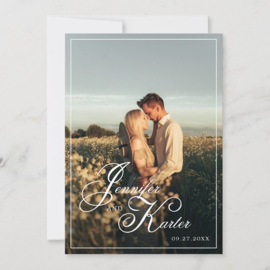 Classic Elegant Square Border Foto Wedding Einladung (Vorderseite)