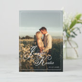 Classic Elegant Square Border Foto Wedding Einladung (Stehend Vorderseite)