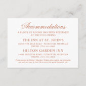 Classic Elegant Terracotta Hochzeitsunterkünfte Begleitkarte (Vorderseite)