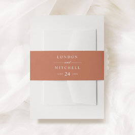 Classic Elegant Terracotta Orange Wedding Monogram Einladungsbanderole