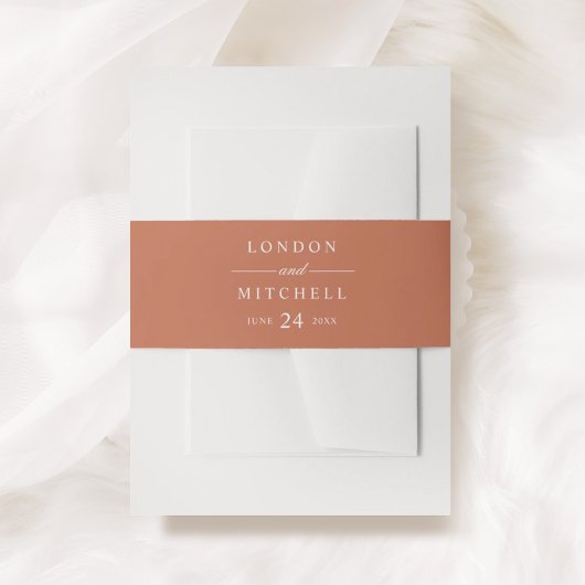 Classic Elegant Terracotta Orange Wedding Monogram Einladungsbanderole