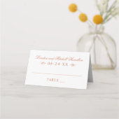 Classic Elegant Terracotta Orange Wedding Monogram Platzkarte (Vorderseite)