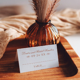 Classic Elegant Terracotta Orange Wedding Monogram Platzkarte