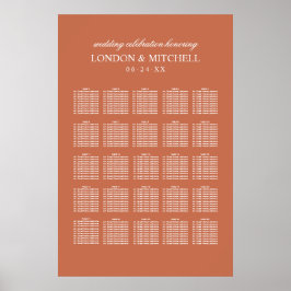 Classic Elegant Terracotta Orange Wedding Monogram Poster