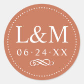 Classic Elegant Terracotta Orange Wedding Monogram Runder Aufkleber (Vorderseite)