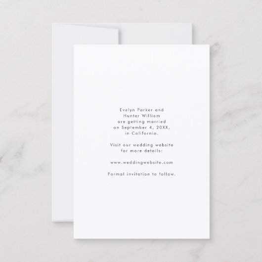 Classic Elegant Text and Photo | Modern Wedding Save The Date (Rückseite)